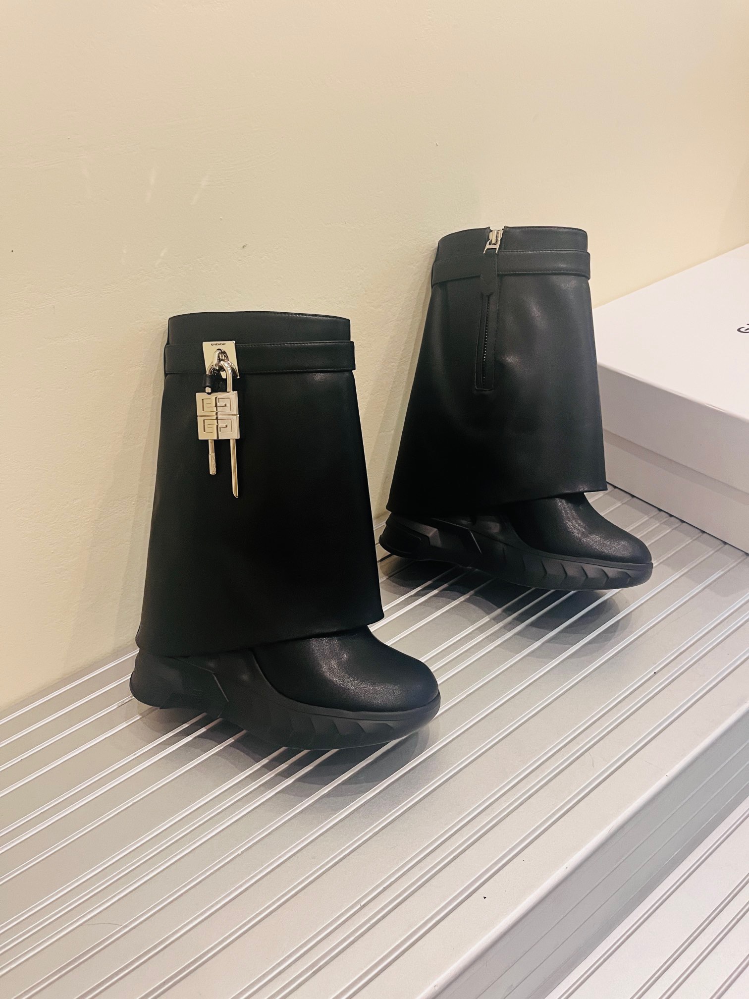 GIVENCHY Shark Lock biker ankle boots