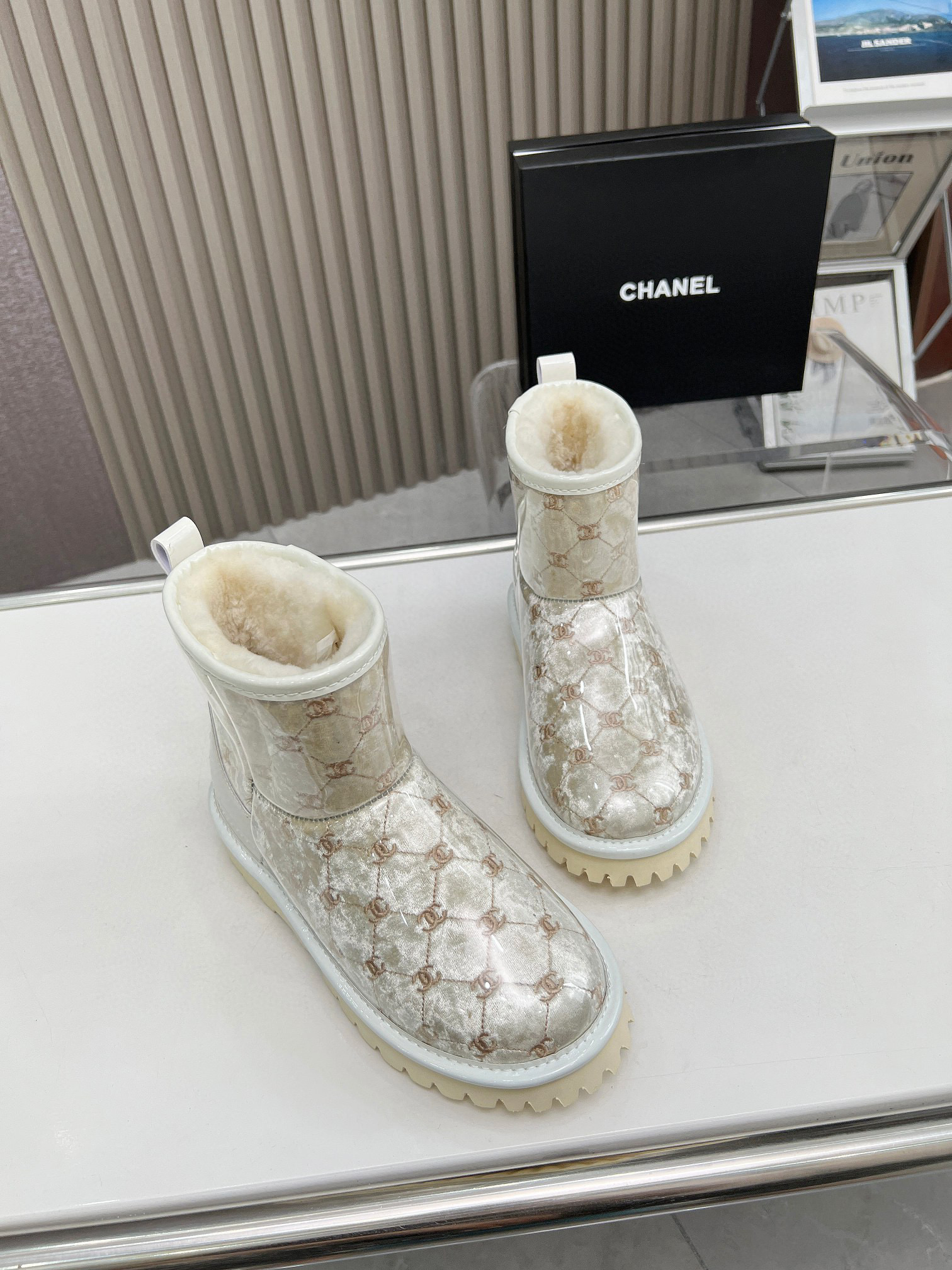 CHANEL TPU Embroidered Snow Boots