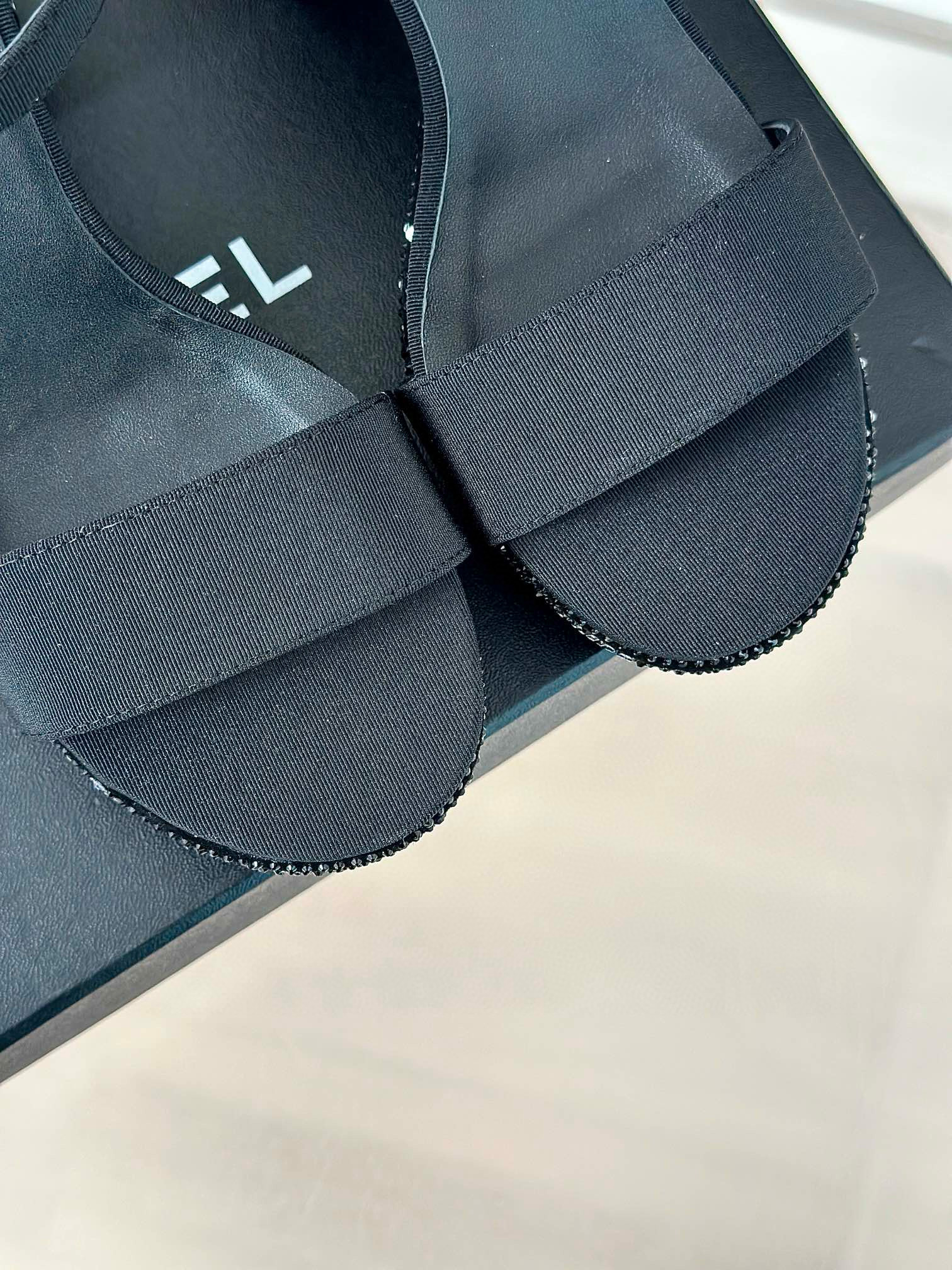 CHANEL Rhinestone Chunky Sandals Heels