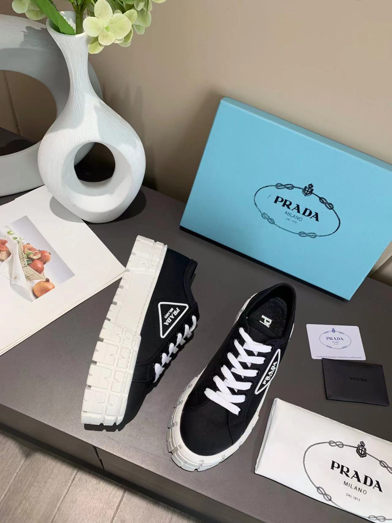 PRADA Double Wheel nylon gabardine sneakers