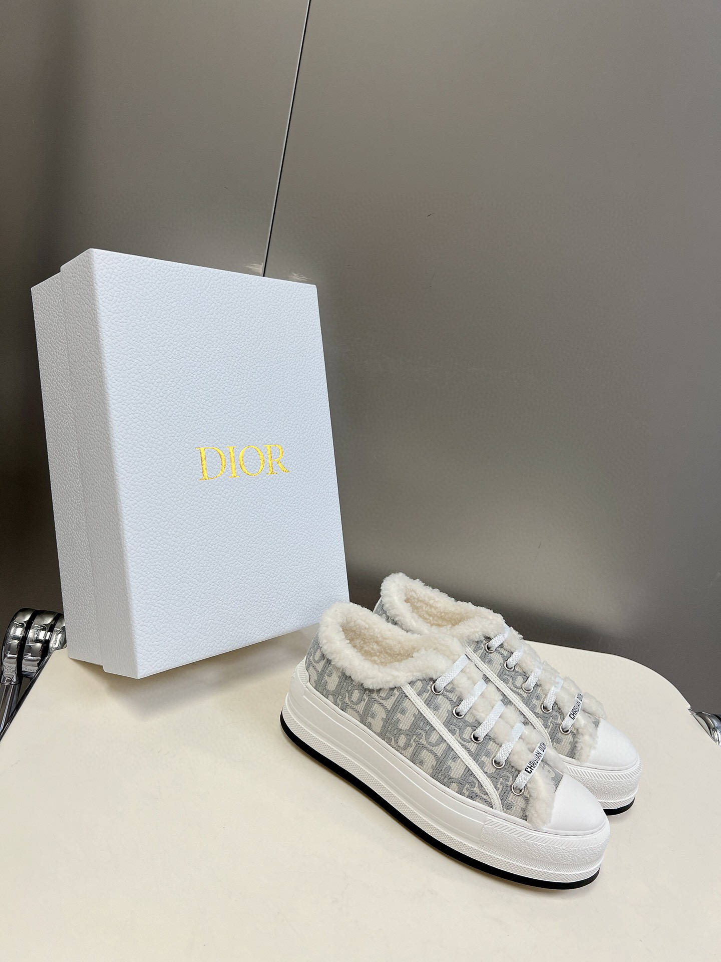 DIOR WALK'N' leather and wool integrated sneakers
