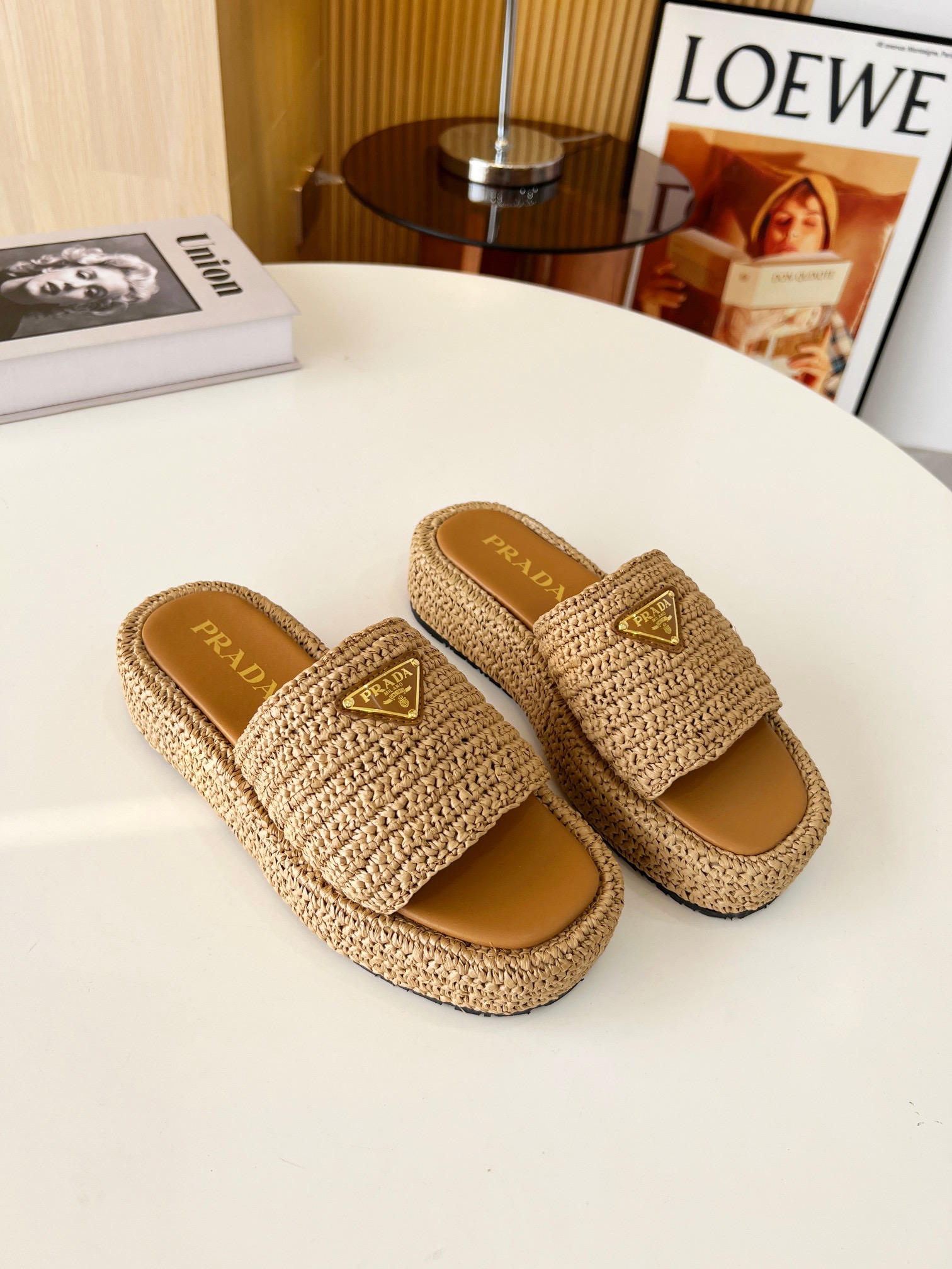 PRADA Crochet platform slip-style Slippers