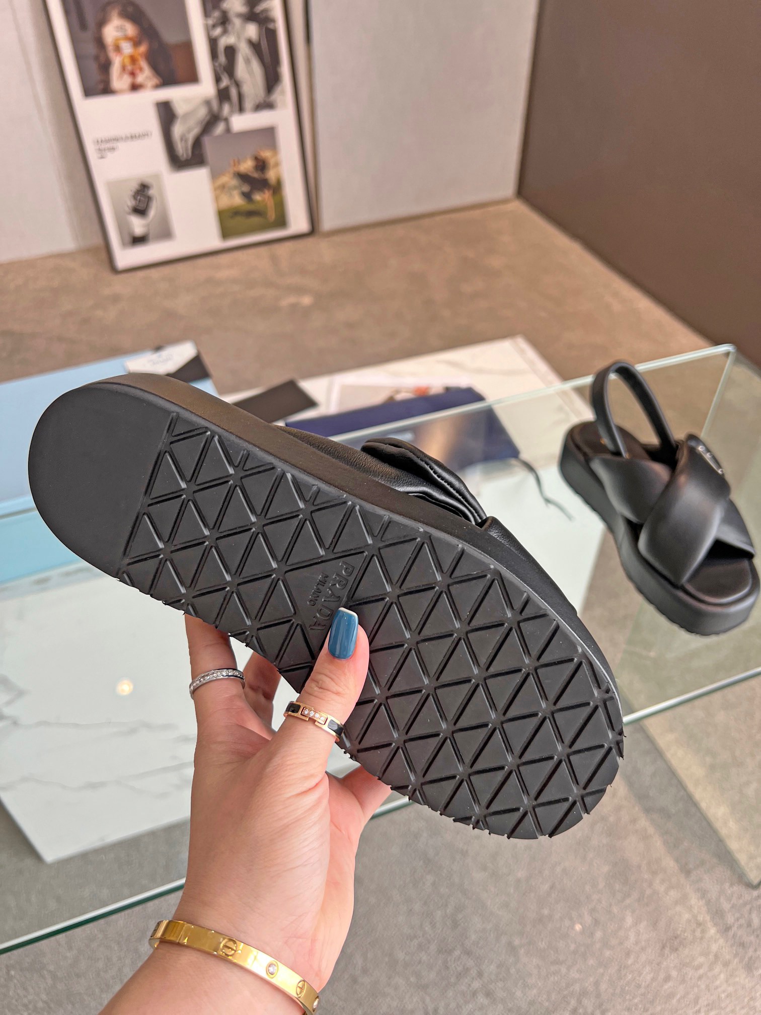 PRADA Monolith with soft sheepskin sandals