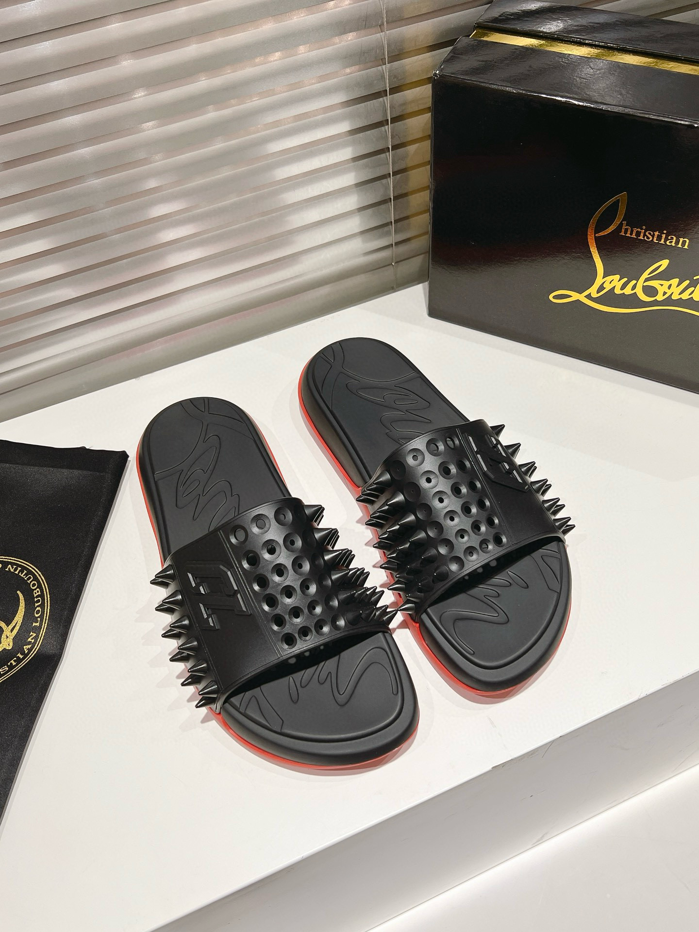 CHRISTIAN LOUBOUTIN Varsity Studded Slippers