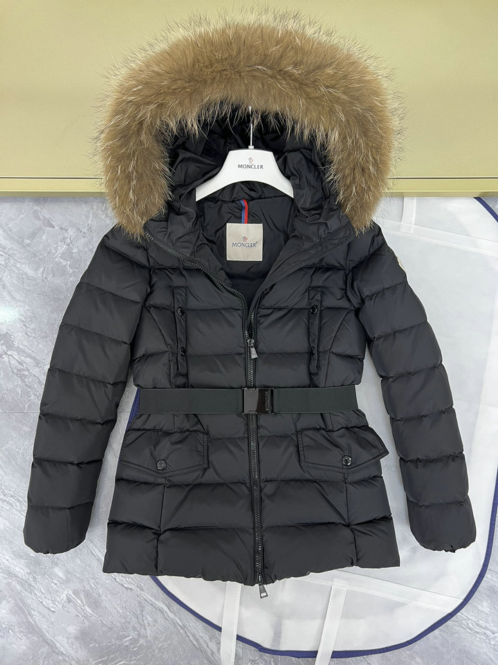 MONCLER Short down jacket with fur collar
