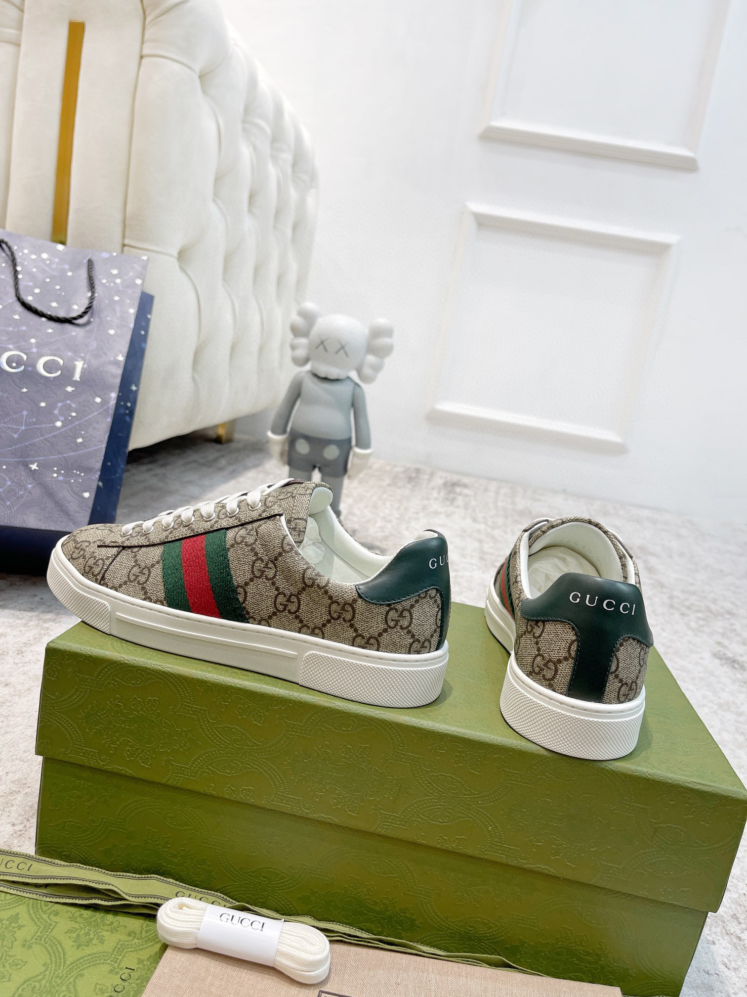 WOMEN'S GUCCI ACE SNEAKER WITH WEB