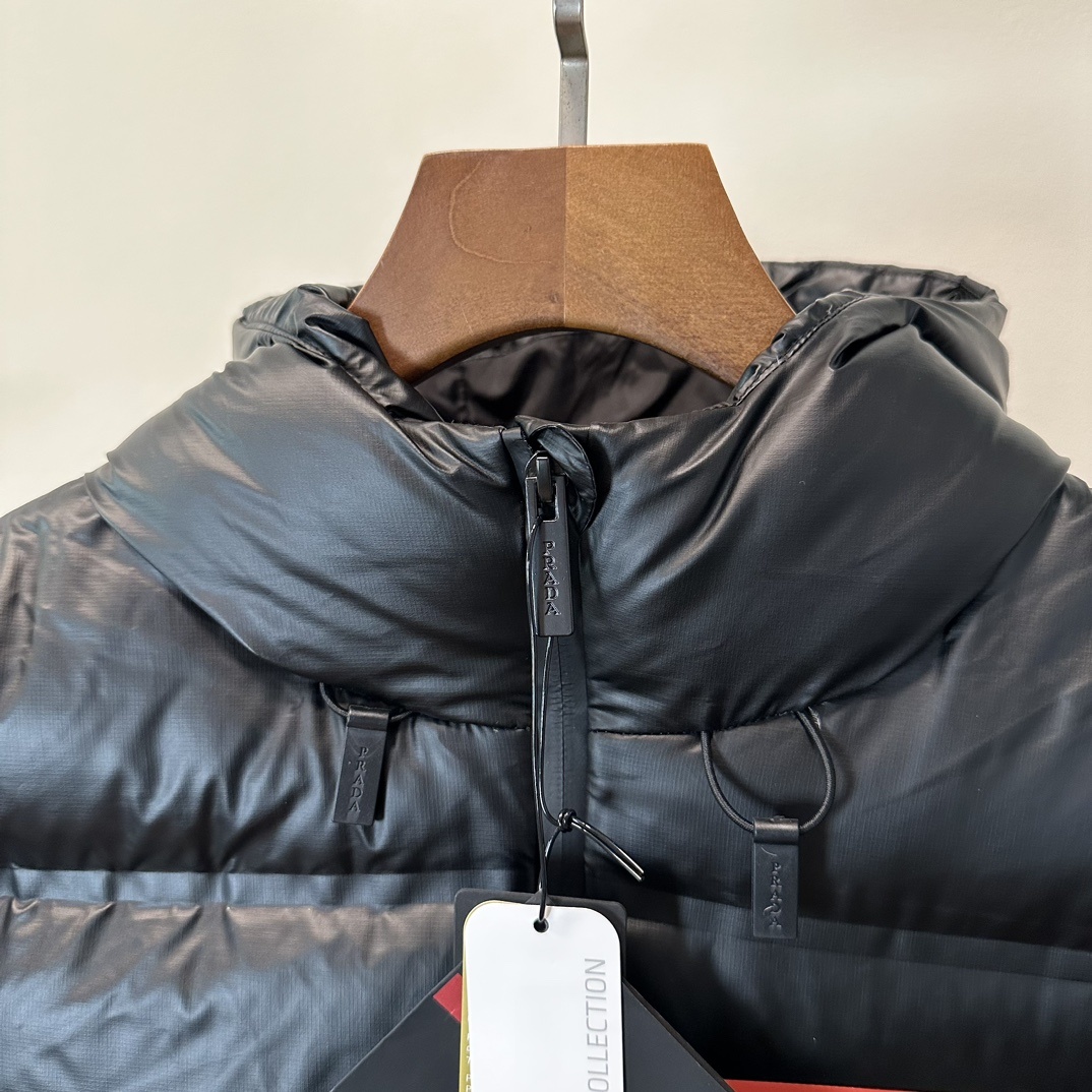 PRADA Hooded high collar down jacket