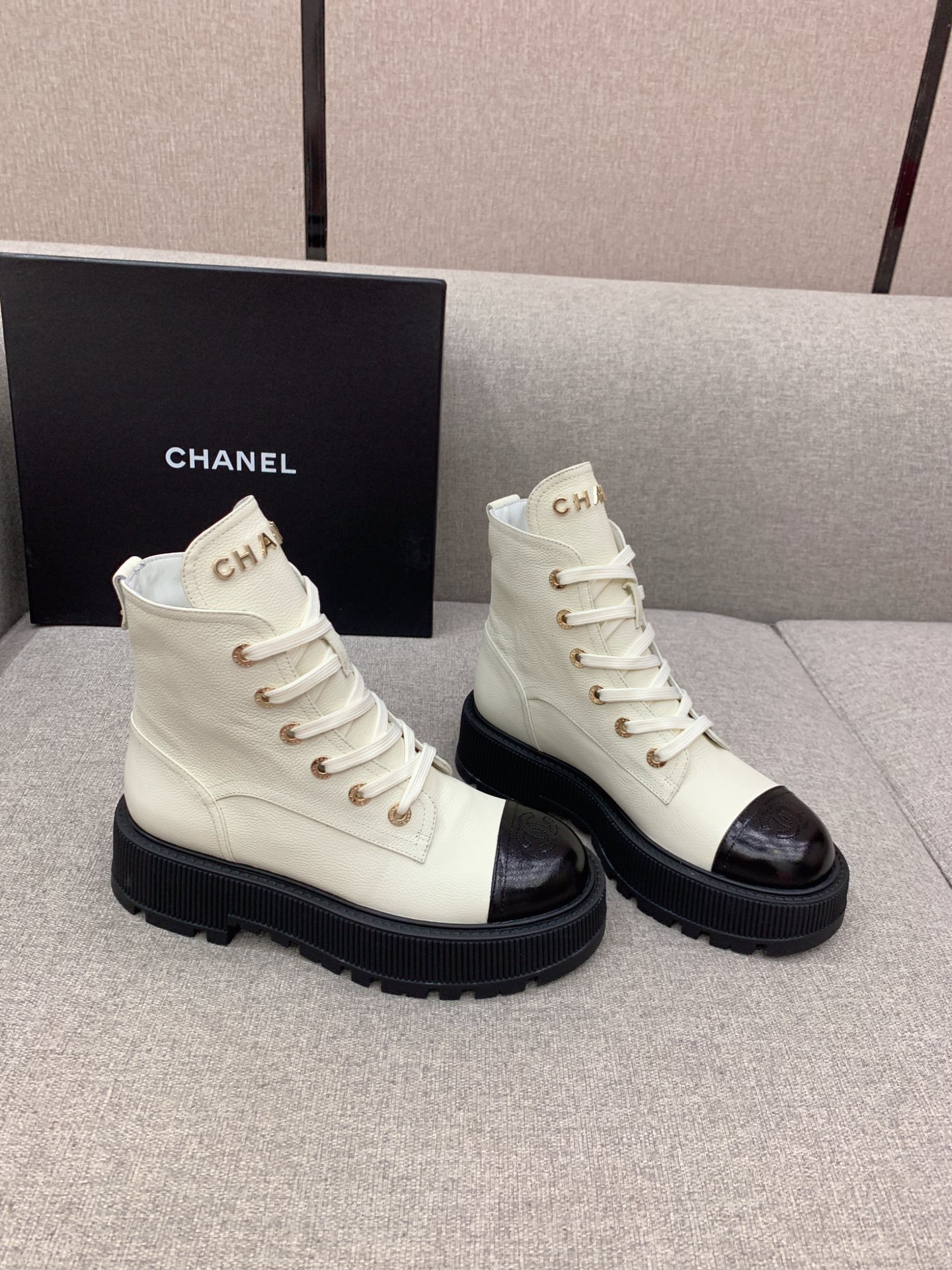 CHANEL platform biker boots