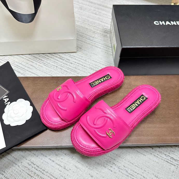 CHANEL twine woven slippers