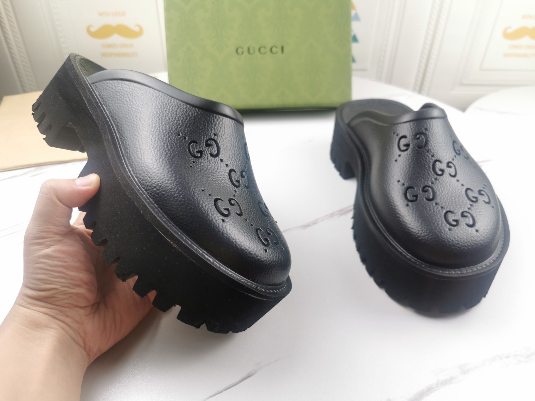 GUCCI Women's hollow G waterproof platform sandals