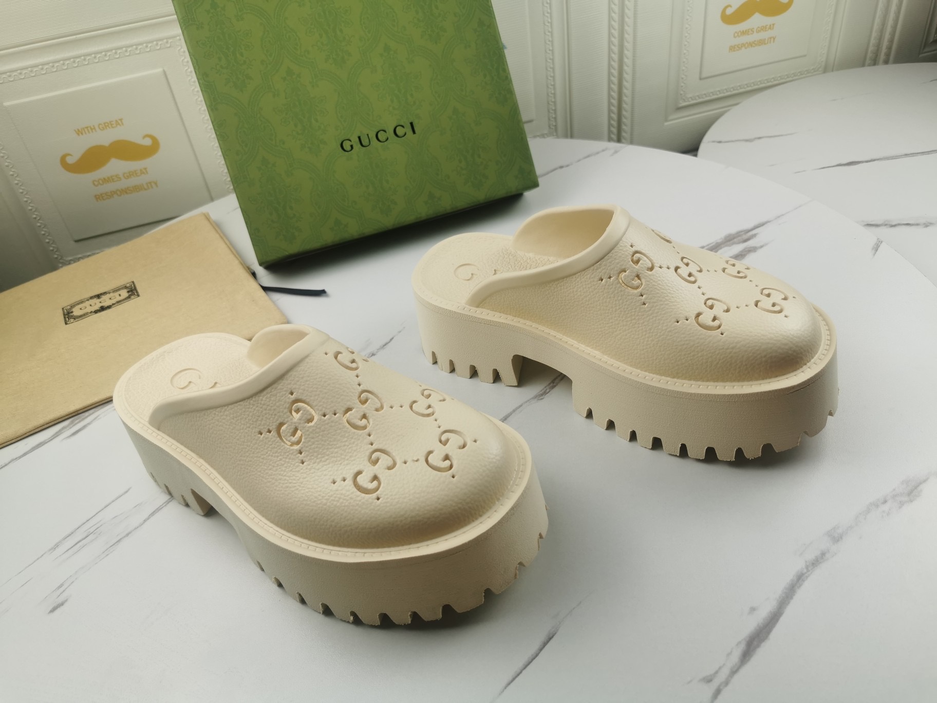 GUCCI Women's hollow G waterproof platform sandals