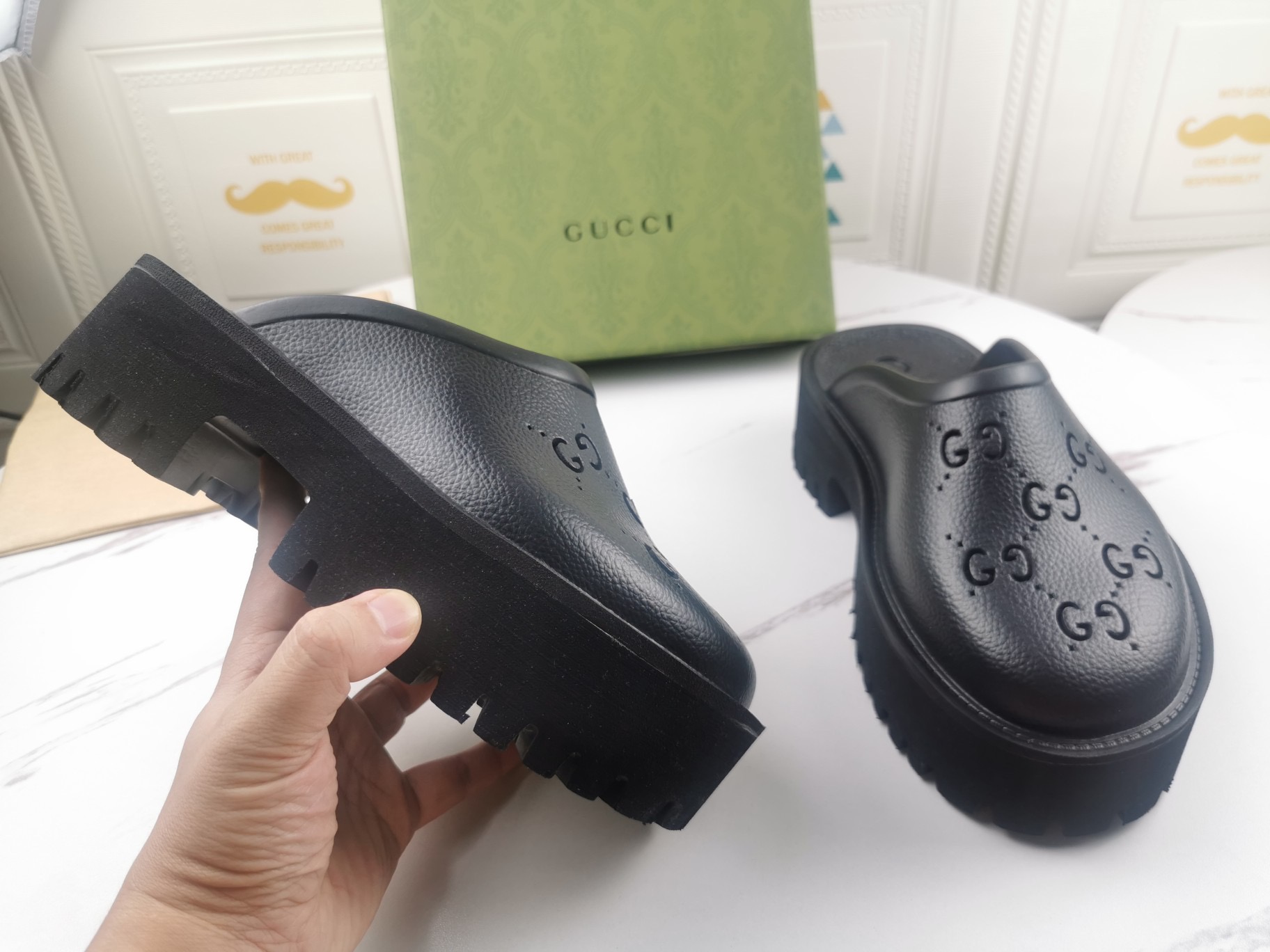 GUCCI Women's hollow G waterproof platform sandals