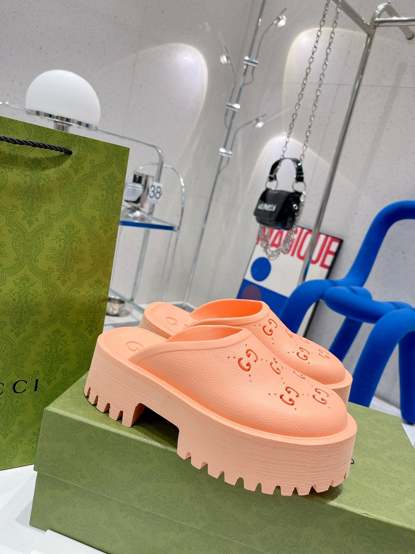 GUCCI Women's hollow G waterproof platform sandals