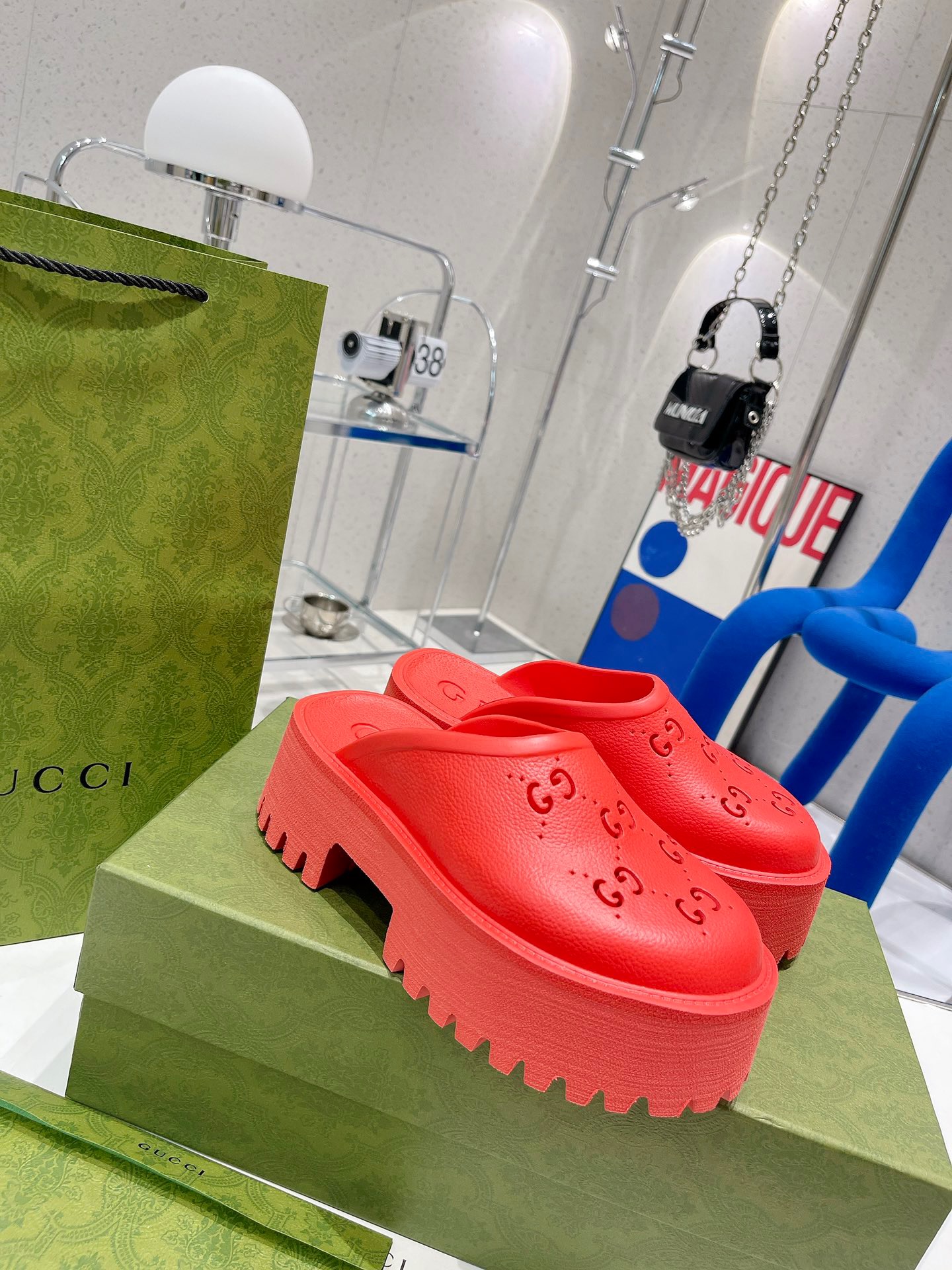 GUCCI Women's hollow G waterproof platform sandals