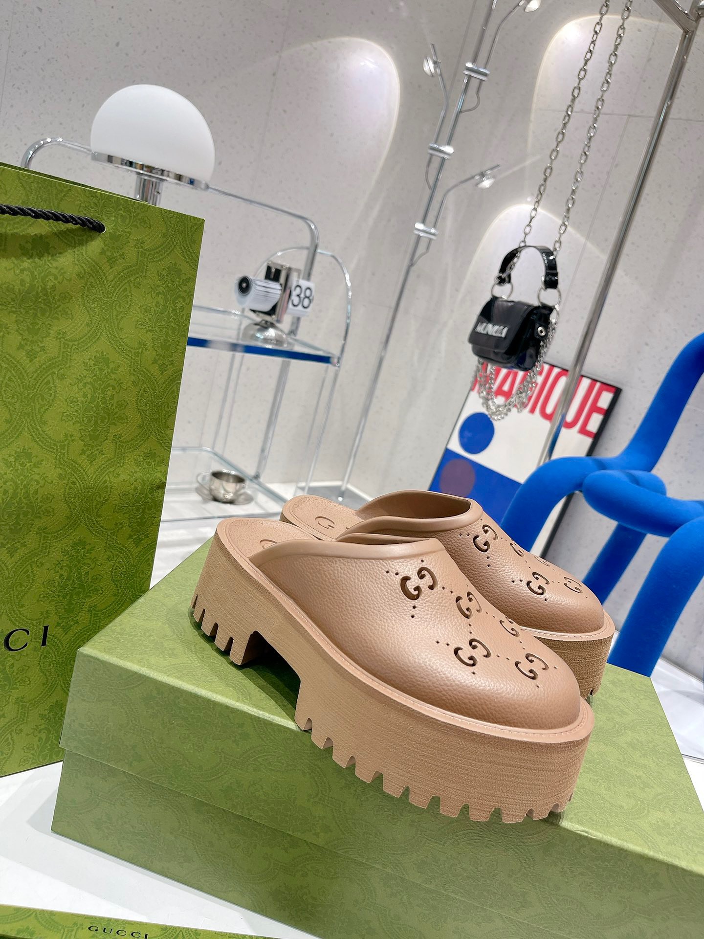GUCCI Women's hollow G waterproof platform sandals