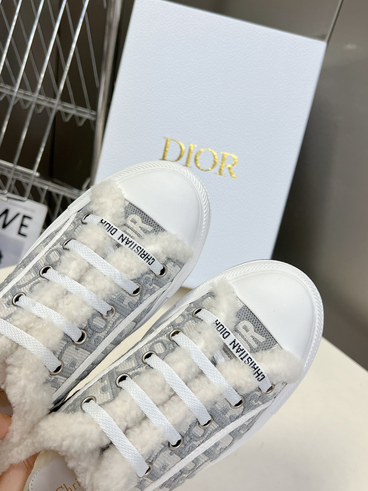 DIOR WALK'N' leather and wool integrated sneakers