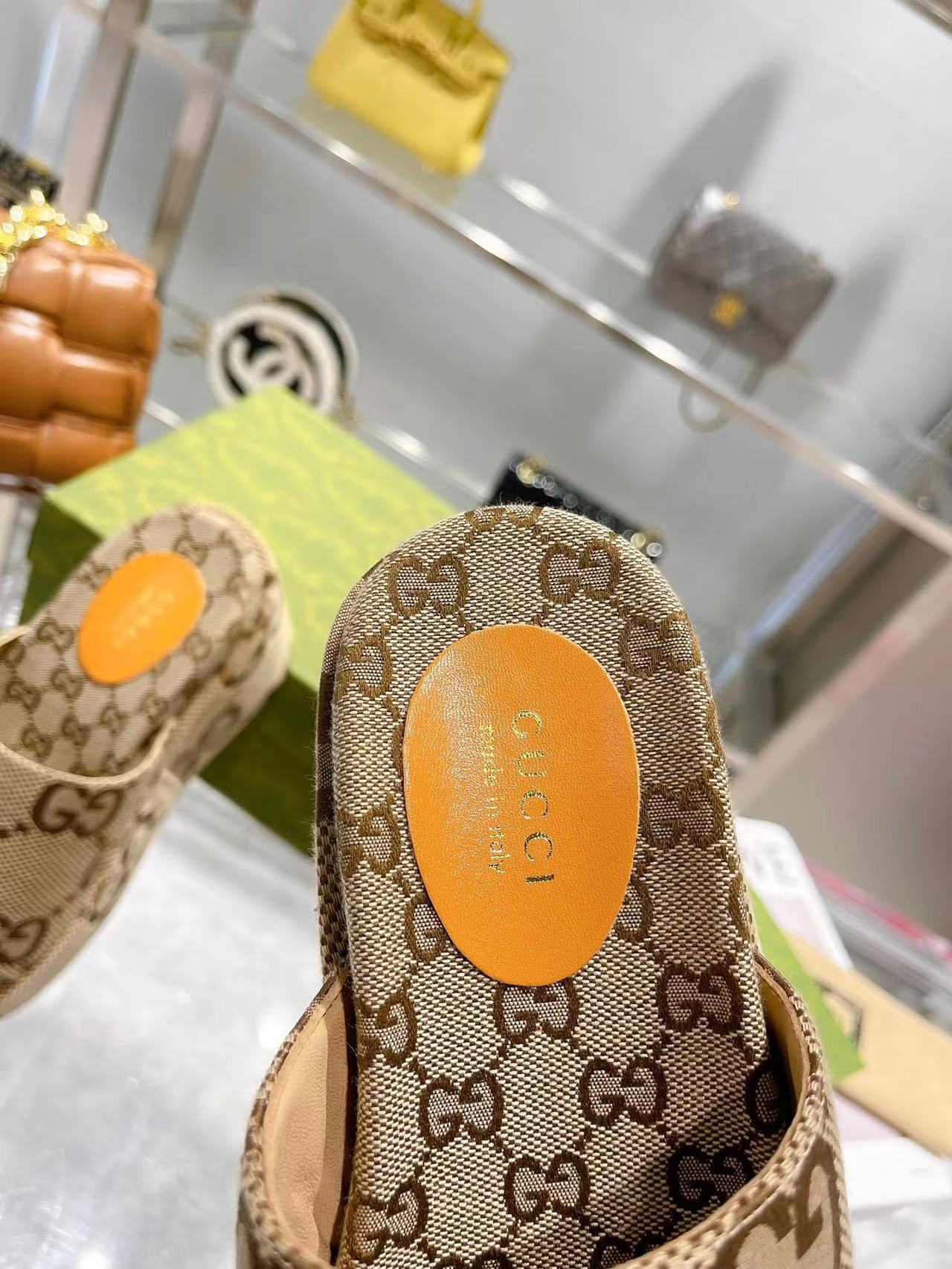 GUCCI platform wedge slippers