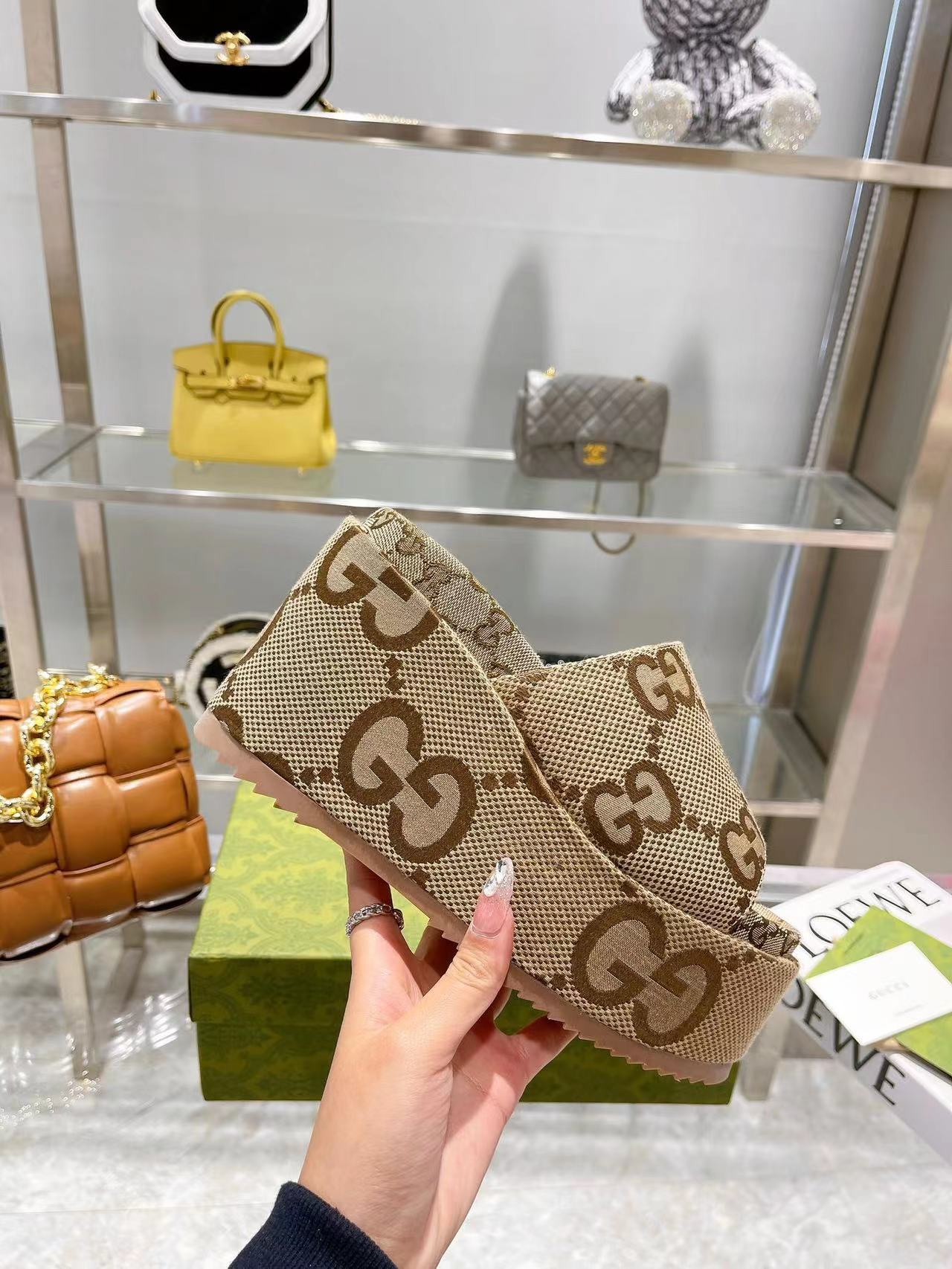 GUCCI platform wedge slippers