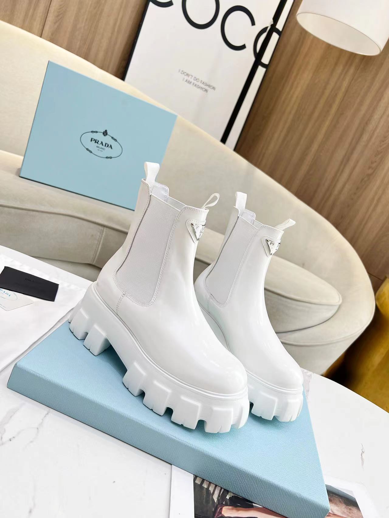 PRADA Monolith brushed leather boots