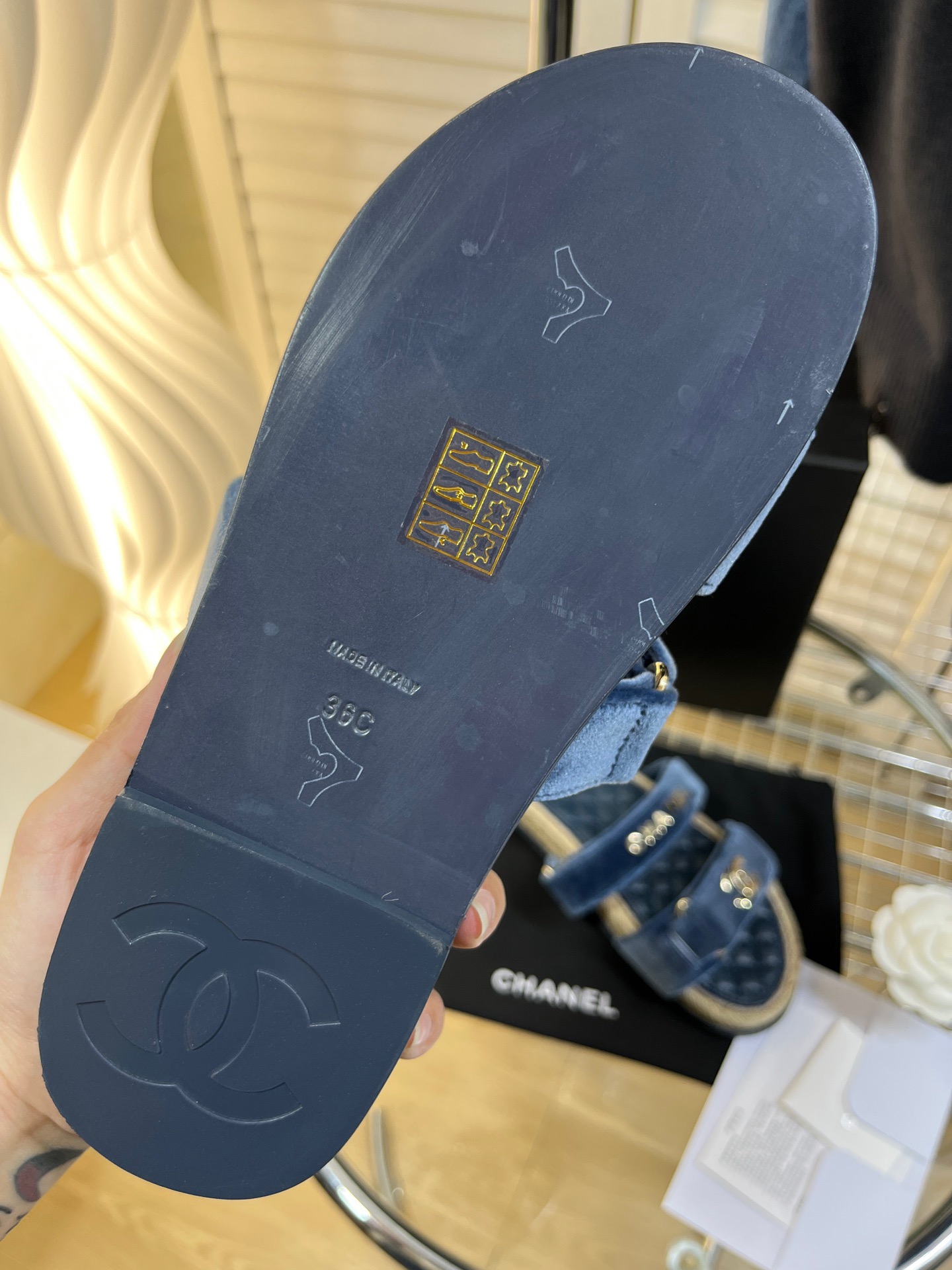 CHANEL Hemp rope platform sandals