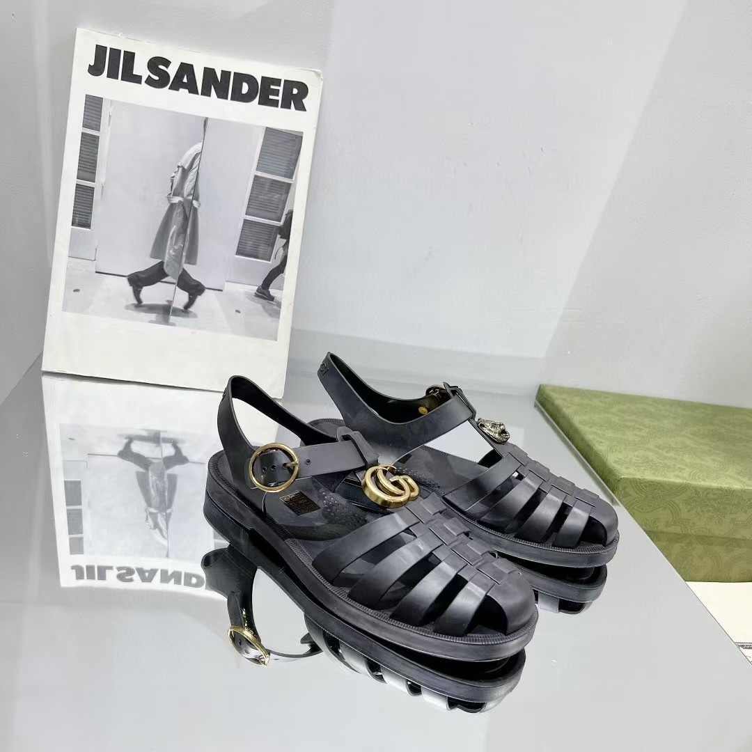 GUCCI Buckle Strap Jelly Sandals