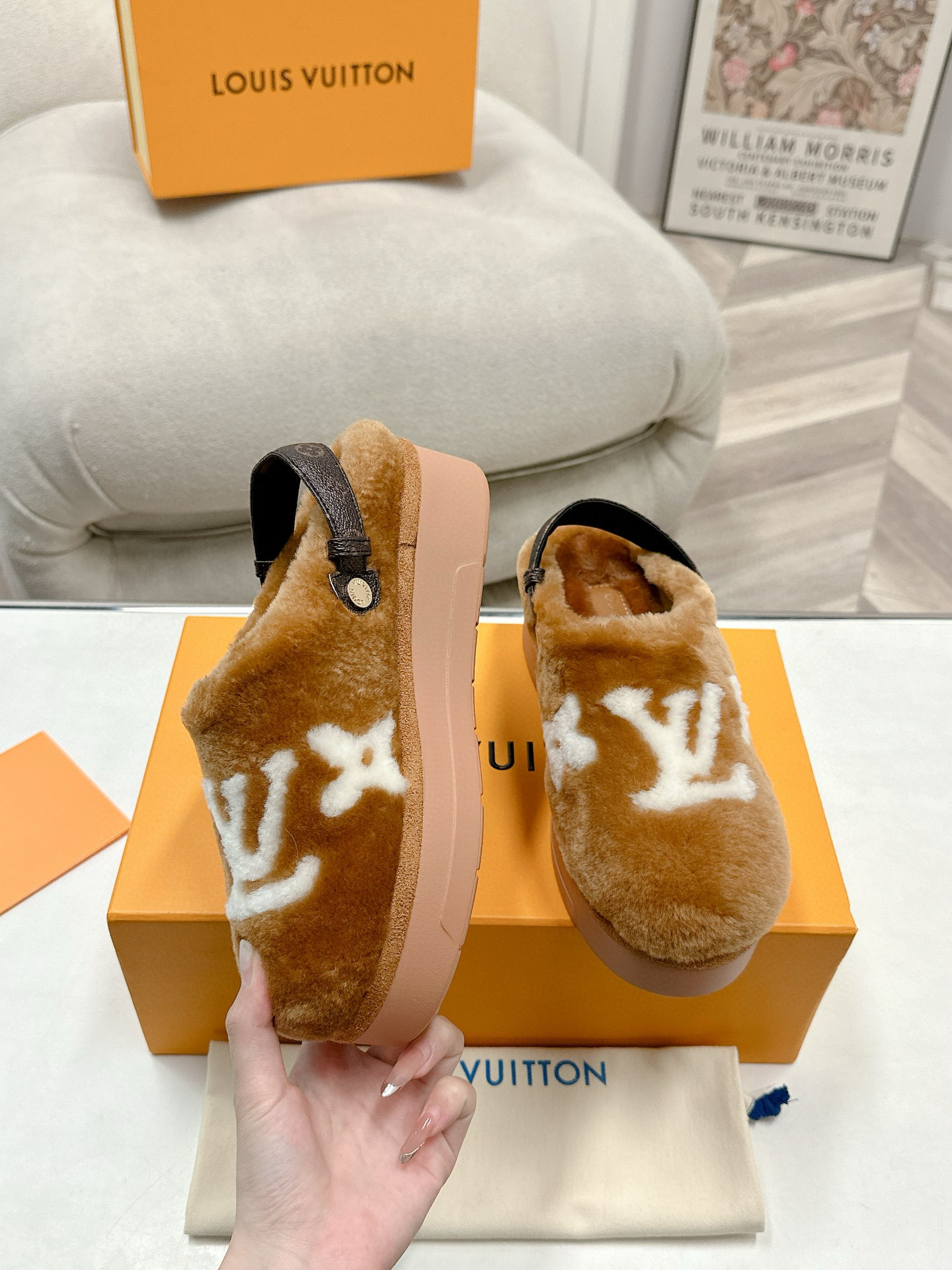 LV Furry sandals