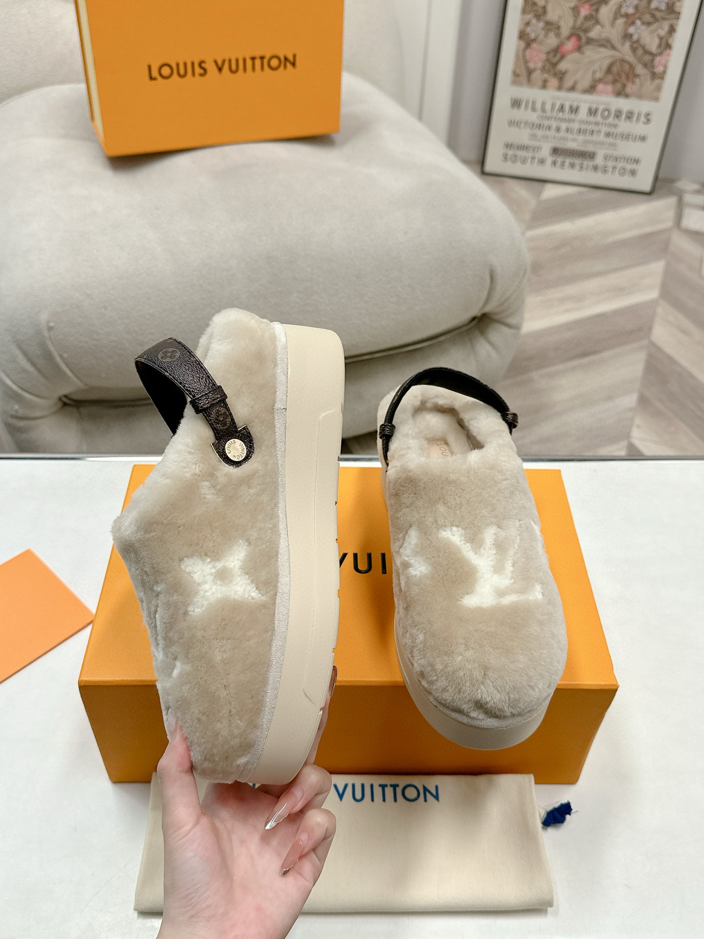 LV Furry sandals
