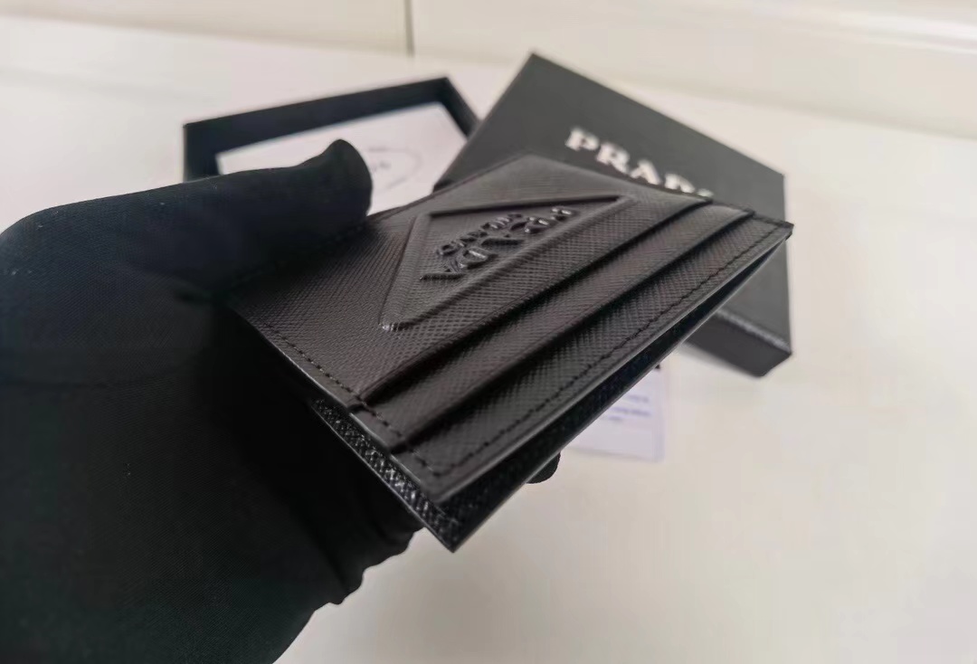 Prada Saffiano leather card clip