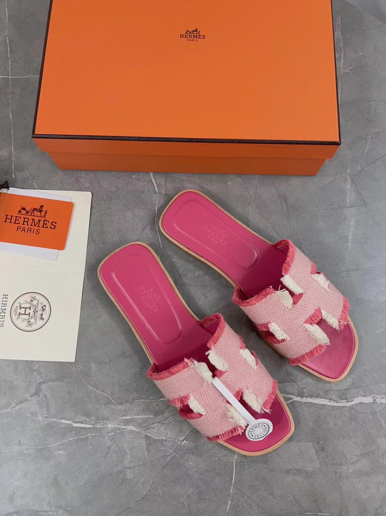 Hermès Classic H CanvasTassel Slippers