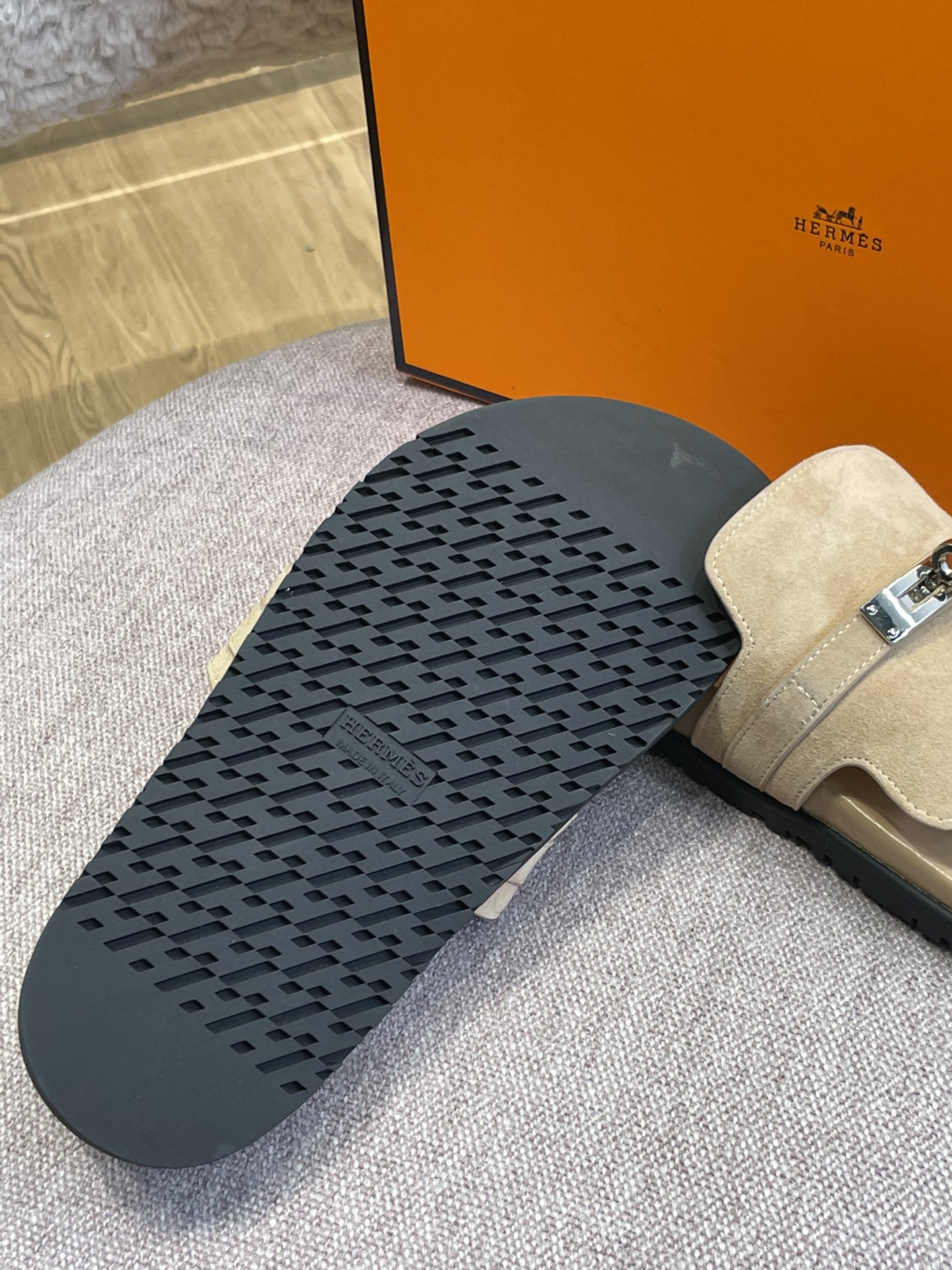 Hermès new pure leather classic Kelly flip-flops